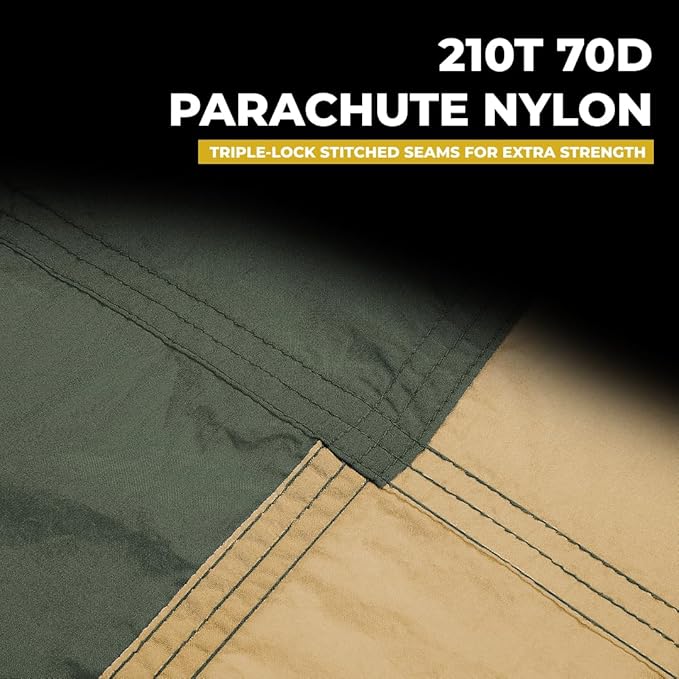 Grand Trunk Double Deluxe Parachute Nylon Hammock - 500lb Capacity Camping Hammock, 10.5x6.5ft, Lightweight & Durable (Heritage)