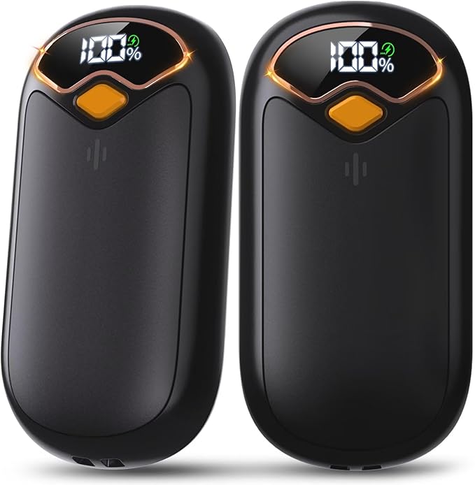 Hand Warmers Rechargeable - Electric Hand Warmer Rechargeable 2 Pack, LED Digital Display, 4 Heat Levels Reusable, USB-C, Magnetic Portable Handwarmers for Golf/Camping/Hunting, Gift for Women, Men