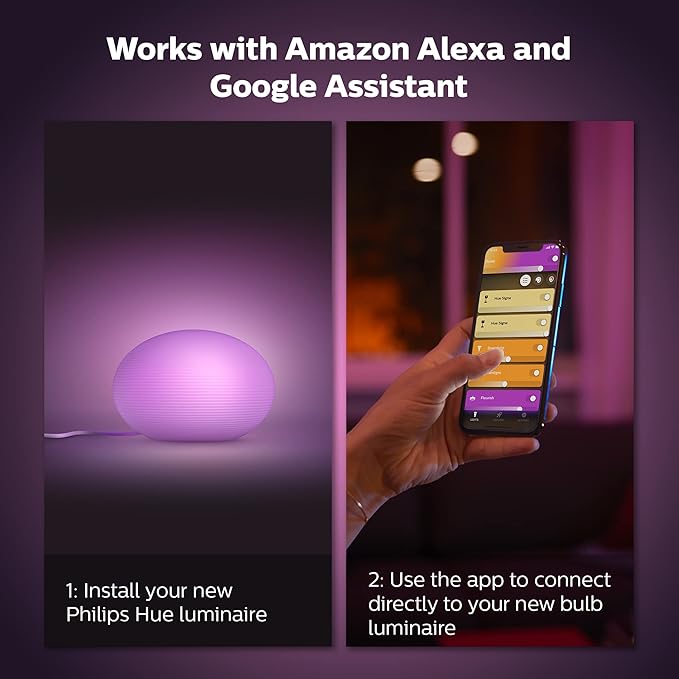 Philips Hue Flourish Smart Table Lamp, White- White and Color Ambiance LED Color-Changing Light- 1 Pack - Control with Hue App- Compatible with Alexa, Google Assistant, and Apple Homekit