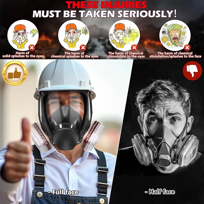 Full Face Respirator Mask with Filters - Gas Mask with 2097 & 6001CN Filters and Anti-fog Gas Cover Against Dust, Organic Vapor for Paint, Welding, Chemicals, Epoxy Resin, Sanding, Woodworking