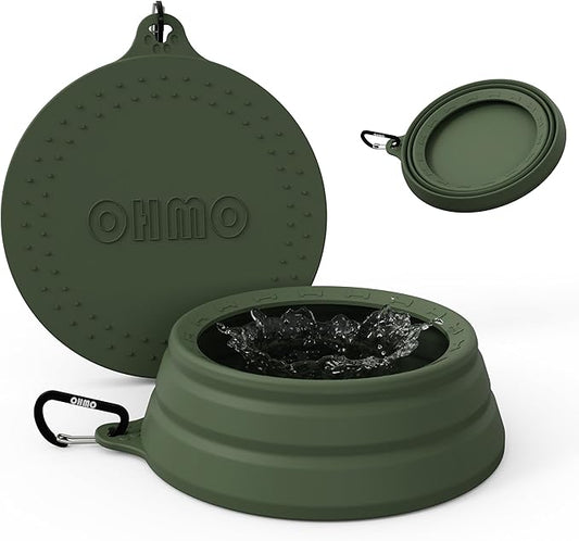 OHMO Spill Proof Collapsible Dog Water Bowl Large 34oz for Cars, No Splash Portable Bowls for Dog Travel, Pet Essentials for Road Trips, Cat Travel Accessories