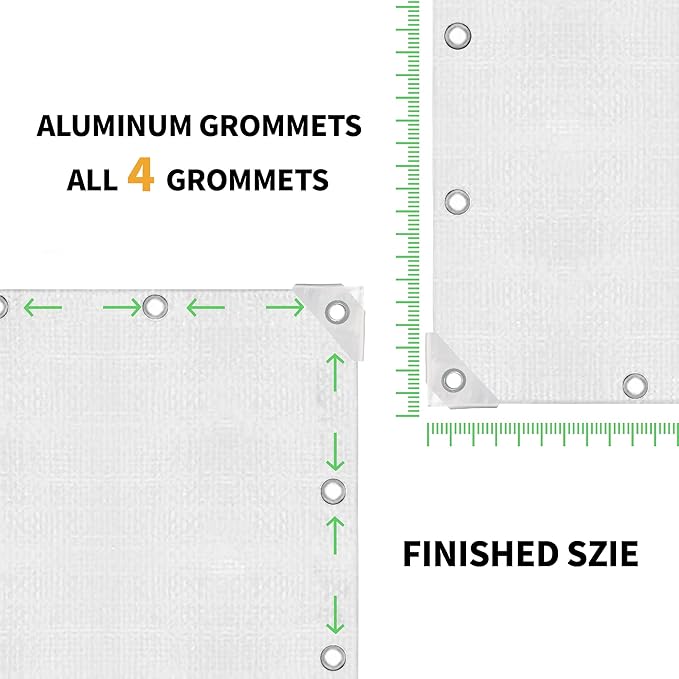 TARPAL 3x3 Feet Small Tarp Waterproof 6mil (2 Pack) White tarps Multipurpose Protective Cover All Purpose Poly Tarps Cover for Firewood Outdoor Furniture etc