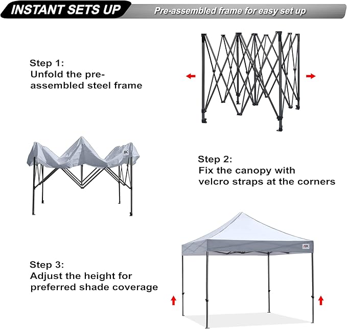 ABCCANOPY Patio Pop Up Canopy Tent 10x10 Commercial-Series (Gray)