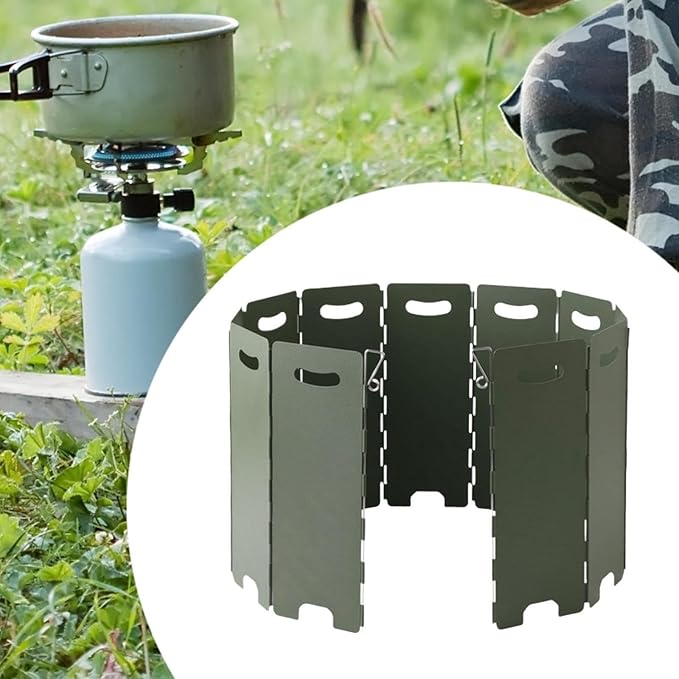 Camping Burner Windscreen Wind Blocker with Carrying Bag Folding Cooker Wind Screen Burner Windshield for Camping Backpacking