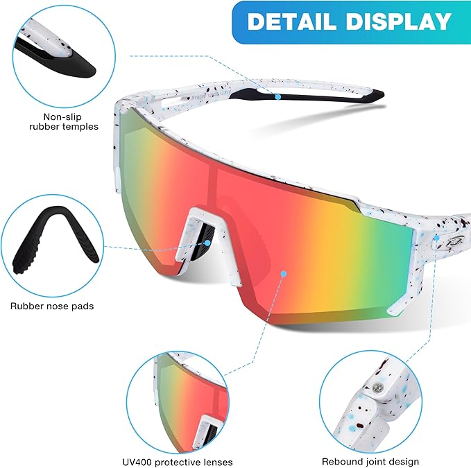 RIVBOS Youth Baseball Sunglasses for Kids(Boys&Girls) Polarized UV Protection Cycling Glasses RYS008
