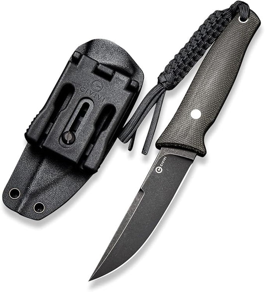 CIVIVI Tamashii Fixed Blade Knife with 4.07’’ D2 Blade Micarta Handle, Kydex Sheath, T-clip for EDC Outdoor Carry C19046-4
