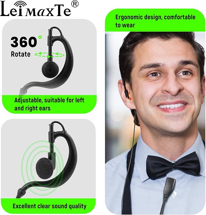 XPR 3550e G Shape Earpiece Compatible with Motorola XPR 3300e (3300 3500) Headset High Strength Connector