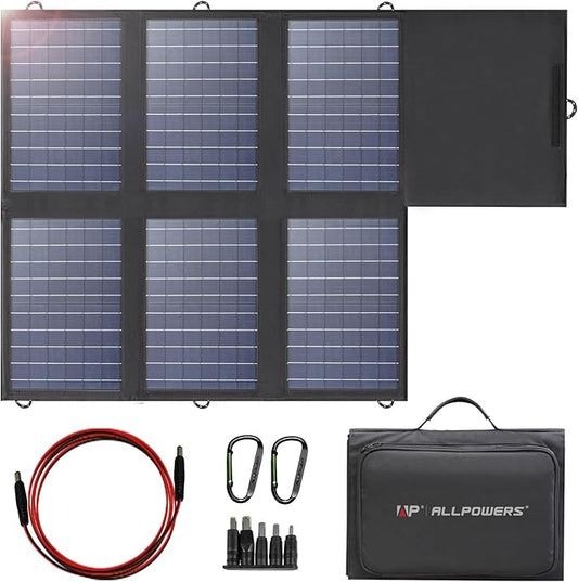 ALLPOWERS SP026 60W Portable Solar Panel, Foldable Solar Charger with USB-C/DC/QC Outputs, 22-25% High Efficiency Panel Solar Portatil for Phone, Laptop, Power Station, Camping, RV(SP026-60W)