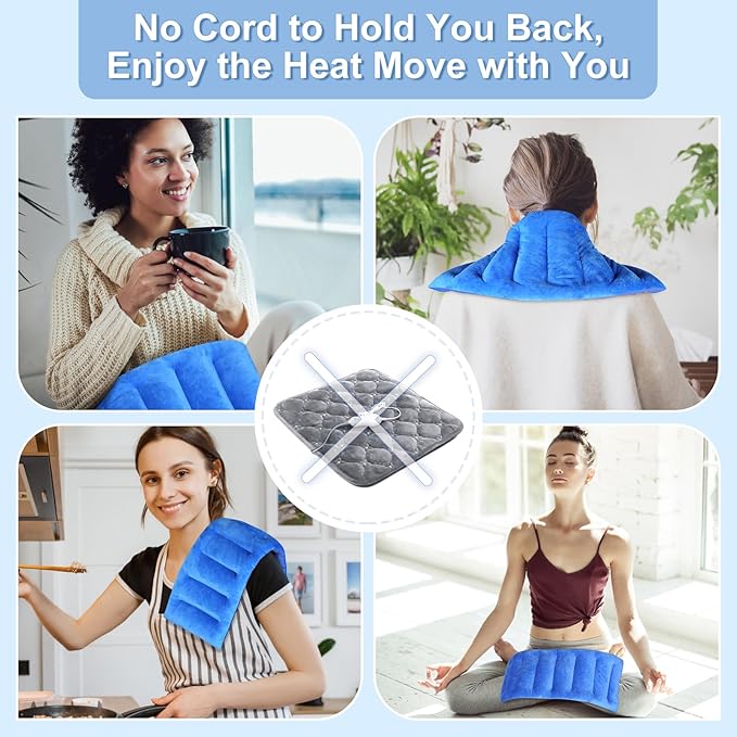 SuzziPad Microwavable Heating Pads for Neck and Shoulder Back Discomfort Reduction, 7x16 Heated Pad Microwave, Moist Hot Pack for Soothing Fatigue, Unscented Heat Packs, Sore Muscle, Navy Blue
