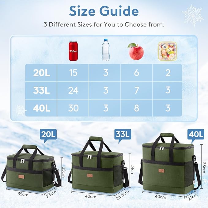 Lifewit Cooler Bag 30/50/60 Cans Collapsible and Insulated Large Lunch Bag Leakproof Soft Cooler Portable Tote for Camping/BBQ/Family Outdoor Activities