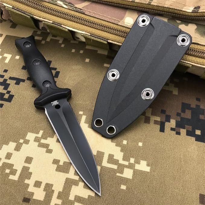 HUAAO 3.74in Dual Edge 440C Stainless Steel Blade ABS Handles Utility knife,7.3in Full Tang Fixed Blade Knife with ABS Sheath Tactical Hunting Knives for Outdoor Camping EDC and Survival