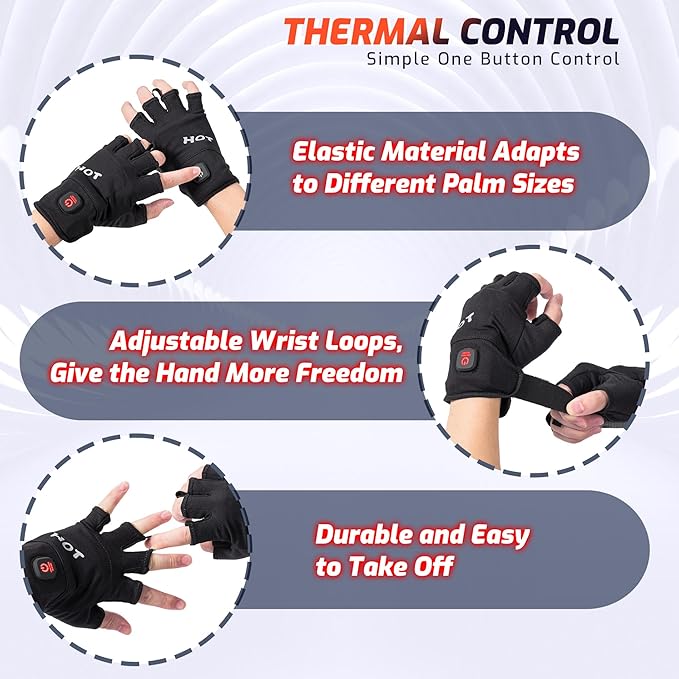 Heated Gloves for Men Women- Rechargeable Touchscreen Cold Winter Work Arthritis Pain Relief Hand Warmers Hot Compress Reusable, Heated Gloves for Cold Winter Arthritis Hands Skiing Hunting