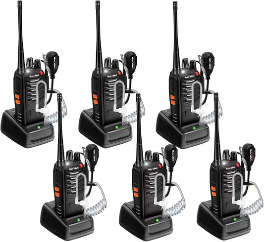 Radios Walkie Talkies Long Range: MaxTalker MT-8S Rechargeable Walkie Talkies with Earpiece, VOX, Flashlight,1500mAh Battery, Walkie Talkie for Adults, Work, Camping Essentials, 6 Pack