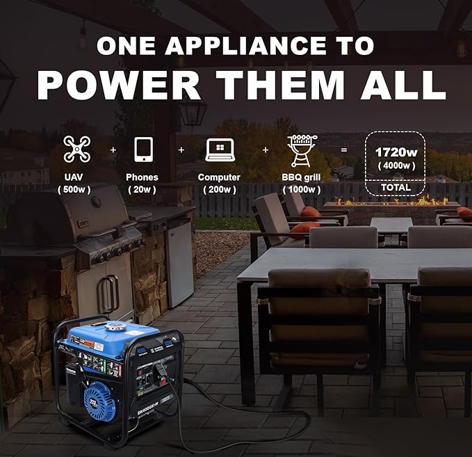 DK Upgraded Version 4000W Inverter Generator, Open Frame & Lighter Design, EPA Compliance, 30 Amps, for Outdoor Backup Camping Jobsite (DK4000Xi-M)