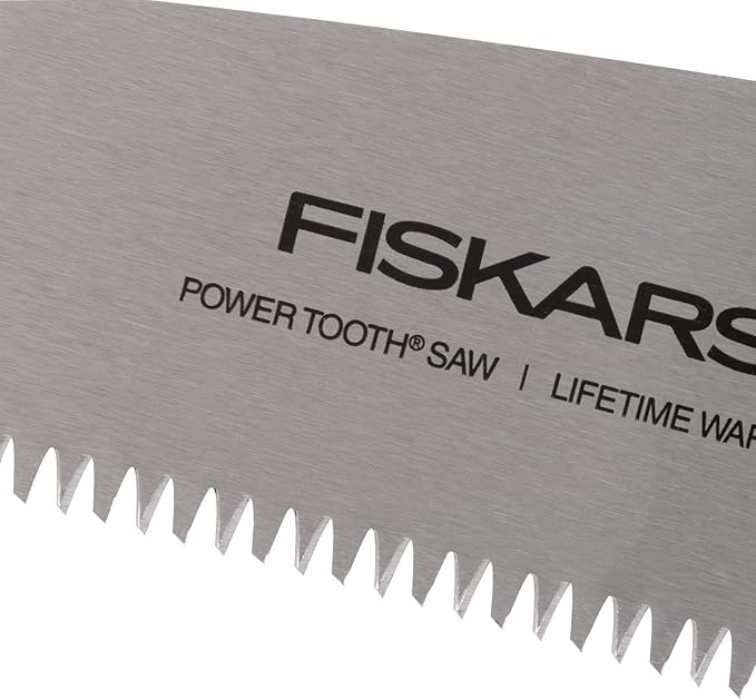 Fiskars 15” PowerTooth D-Handle Saw with Razor-Sharp Stainless Steel blade, Ergonomic SoftGrip Handle for Comfort and Control, Heavy-Duty Hand Saw