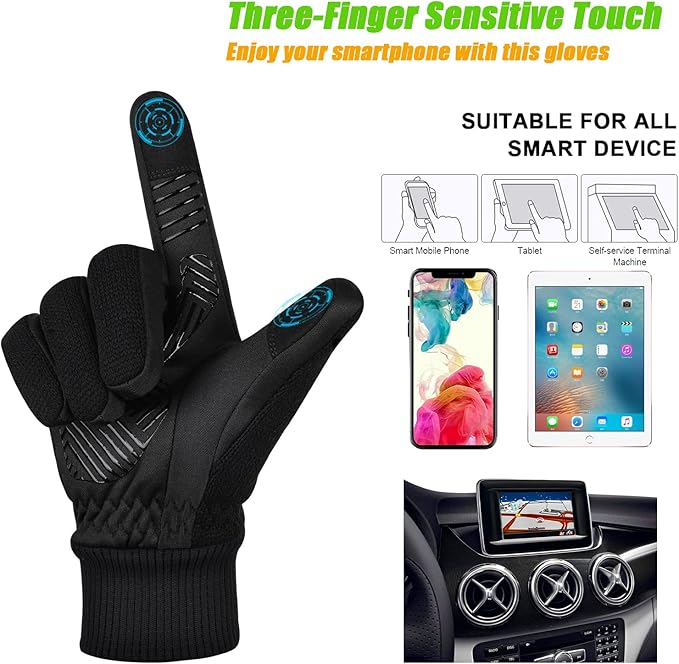 MOREOK Winter Gloves for Men/Women -10°F 3M Thinsulate Warm Touch Screen Snow Ski Bicycle Bike Gloves for Driving/Cycling/Running/Hiking