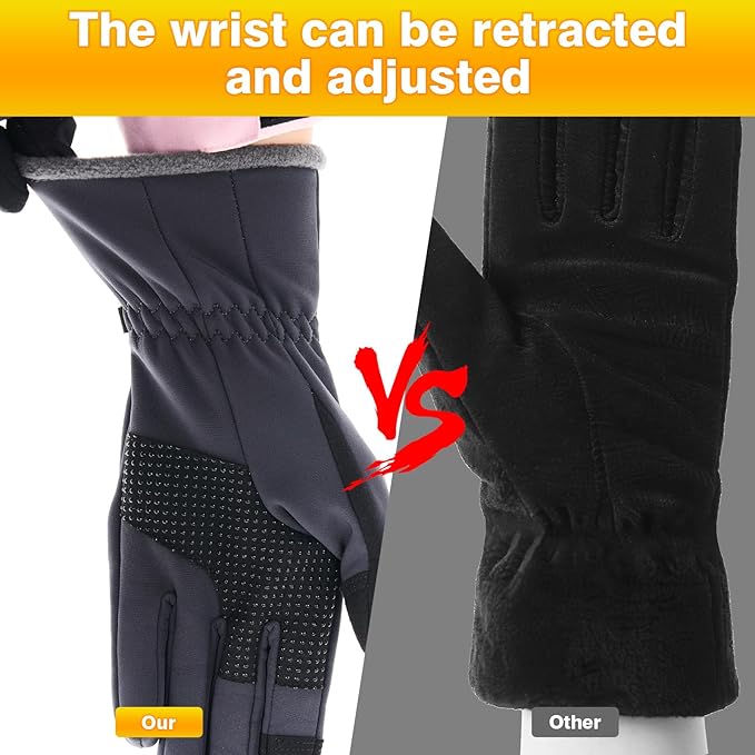 Moon Kitty Women’s Winter Waterproof Running Gloves Windproof Thermal with Touchscreen Fingers Cold Weather Gloves for Women