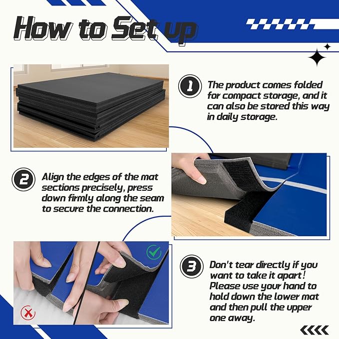 GYMMALL Wrestling Mat 10'x10'/6.6'x10' for Home Outdoor Indoor, 1.2" Thick Foldable XPE Jiu Jitsu Floor Exercise Mat for Gymnastics, PE Training, BJJ, MMA, Martial Art, Grappling, Judo, Boxing, Yoga