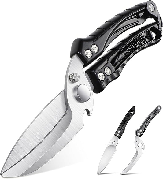 Dream Reach Kitchen Poultry Shears - Heavy Duty Detachable Cooking Scissors for Cutting Chicken, Meat Kitchen Black Food Scissors with Serrated Edge Thanksgiving