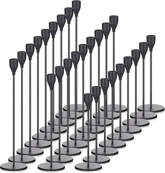 27 Pack Candles Holder, 9 Sets Taper Candlestick Holders Fit 0.75 Inch Thick Pillar Candles, Long Candle Sticks Centerpiece Decor for Home Wedding Dinning Party Anniversary(Black)