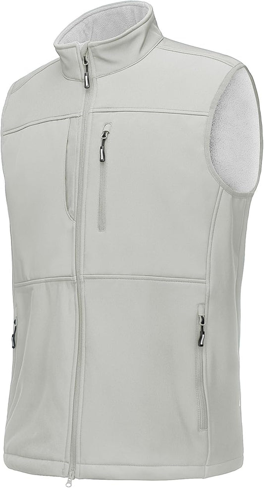 Outdoor Ventures Men's Running Vest Outerwear, Lightweight Windproof Fleece-Lined Softshell Sleeveless Jacket for Golf