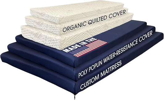 Foamma Custom Mattress - High-Density Foam Pad & Cushion for Beds & DIY Projects - Polyurethane Upholstery with Quilted or Water-Resistant Cover, Mid Firm or Firm, Optional Gel Memory Foam Add-On