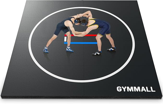 GYMMALL Wrestling Mat 10'x10'/6.6'x10' for Home Outdoor Indoor, 1.2" Thick Foldable XPE Jiu Jitsu Floor Exercise Mat for Gymnastics, PE Training, BJJ, MMA, Martial Art, Grappling, Judo, Boxing, Yoga