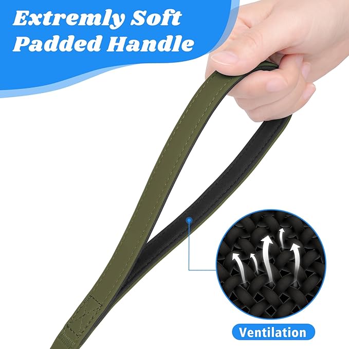XiaZ Dog Leash Waterproof 6 FT, Training line Lead for Large Medium Small Dogs Outside Walking, Playing, Camping, or Yard (6FT, Olive)