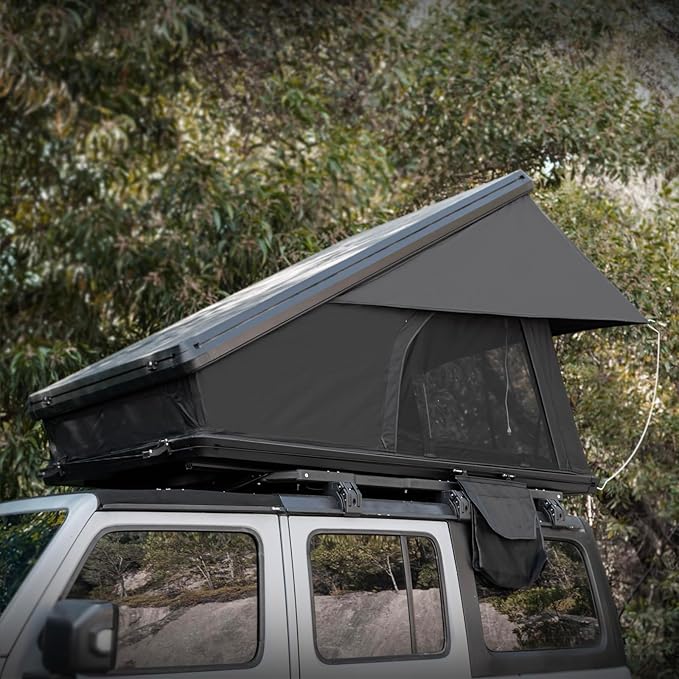 Roof Top Tent Hardshell Rooftop Tents with Ladder, Outdoor 2-3 Person Car Overland-Tents Camping for Van Jeep SUV Truck,Black