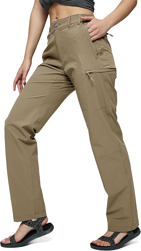 MIER Women's Quick Dry Cargo Pants Lightweight Tactical Hiking Pants with 6 Pockets, Stretchy and Water-Resistant