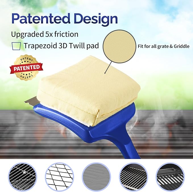 19" Large Bristle-Free Steam Cleaning Grill Brush,Replaceable BBQ Cleaning Head,Safe Grill Accessories for Cast Iron/Porcelain/Weber Gas/Charcoal Grill,Grill Cleaner for Outdoor Grill