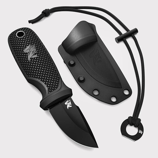 W-MINI - EDC Neck Knife with Sheath and Necklace - Small EDC Fixed Blade Knife Necklace and Belt Clip - Pocket Fixed Blade Knives - Full Tang Neck Knife with Sheath Tactical and Fire Starter