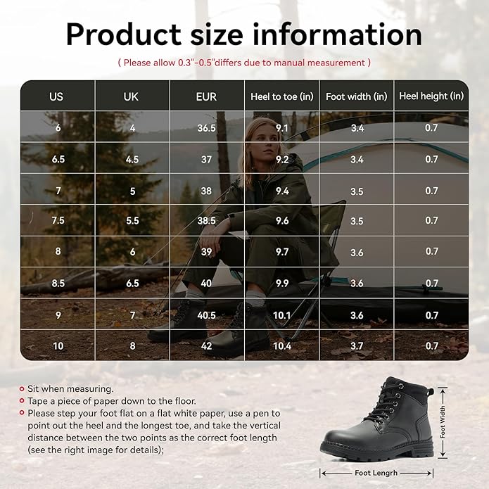 ANJOUFEMME Combat Hiking Boots for Women- Ladies Casual Outdoor Ankle Work Boots Lightweight Lace up Winter Shoes for Backpacking Trekking Walking