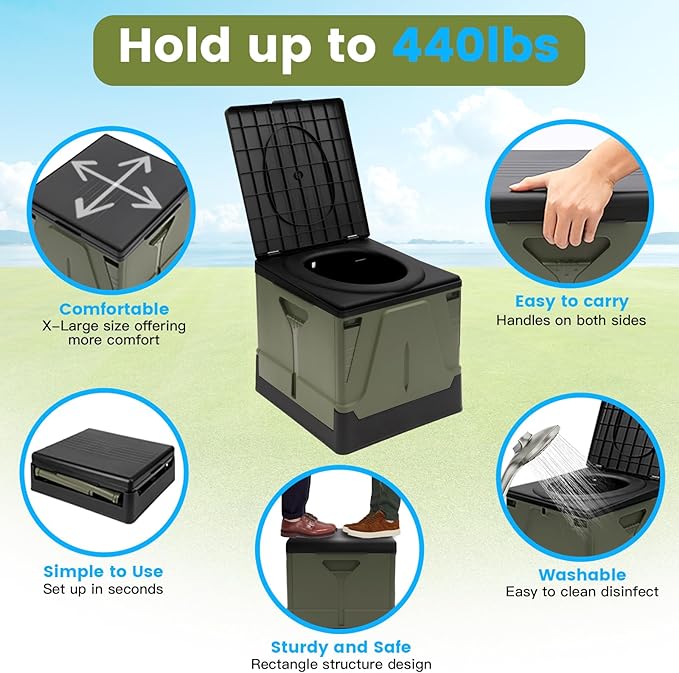 Portable Toilet Camping Toilets for Car Indoor Outdoor Commode Foldable Travel Potty for Camping,Tent,Hiking,Boating,Long Road Trips,Traffic jam,Home