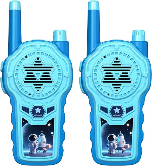 Kids Walkie Talkies 2 Pack, Built-in Flashlight 2200M Boy's Walkie Talkies for Camping Hiking Indoor Outdoor Adventures Birthday Gift (Blue)