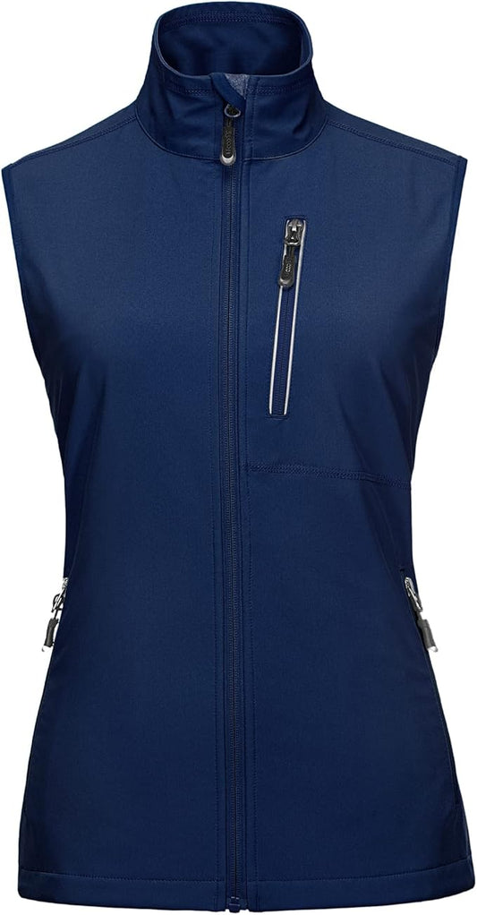 33,000ft Women's Lightweight Running Vest Outerwear with Pockets, Windproof Sleeveless Jacket for Golf Hiking Travel
