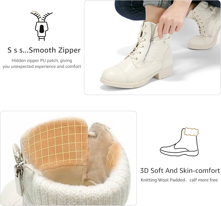STQ Women's Combat Boots Lace up Ankle Booties