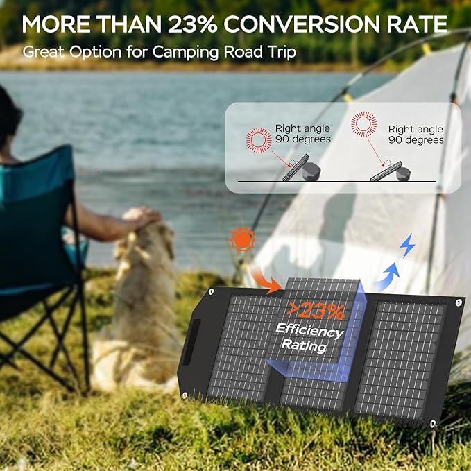 MARBERO Portable Solar Panel 30W Solar Panel Charger 23% High Efficiency Foldable Solar Panels QC3.0 USB & DC Port Compatible with Cell Phone Ipad Laptop IP65 Waterproof for Camping Outdoor Cloudy