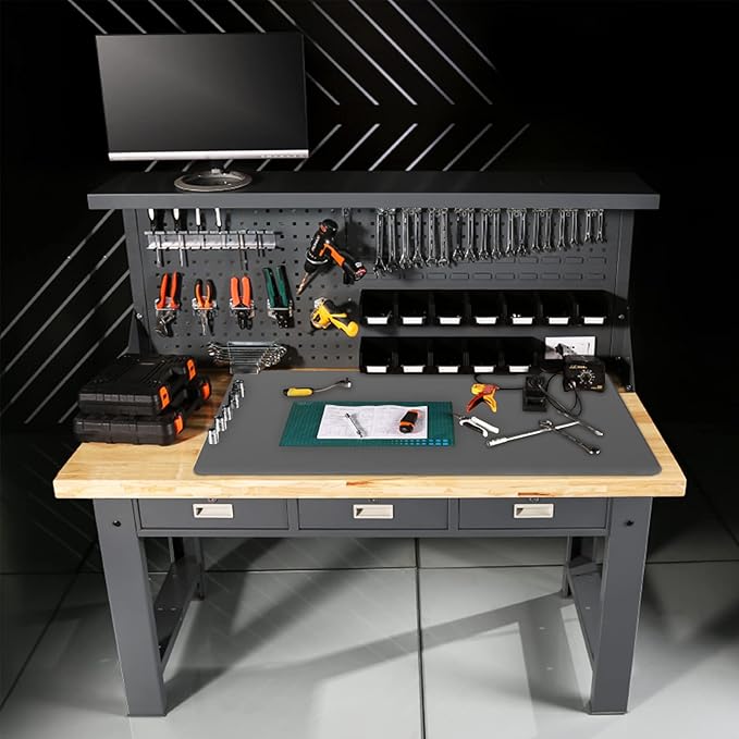 Ewen 31.6x23.5in Heat Resistant Mats for Countertop, 2mm Thick Extra Large Silicone Countertop Protector Mat for Baking Appliances Air Fryer Coffee Maker Kitchen Table Workbench Art Crafts Pad Gray