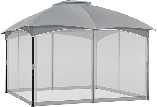COWVIE Gazebo Replacement Netting Screen, 12' x 14' Universal Gazebo 4-Panel Mosquito Sidewalls with Double Zippers for Outdoor Patio (Only Netting)