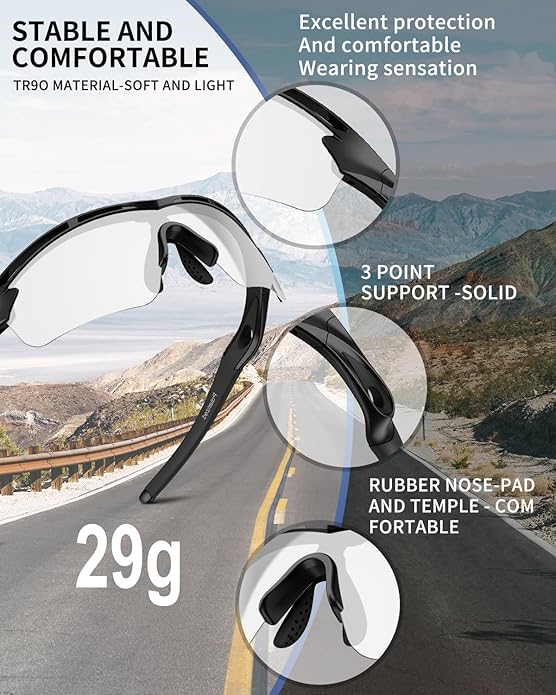 Rosemal Sports Sunglasses Polarized Cycling Sunglasses Running Driving Fishing Hiking for Men Women UV400 TAC TR90