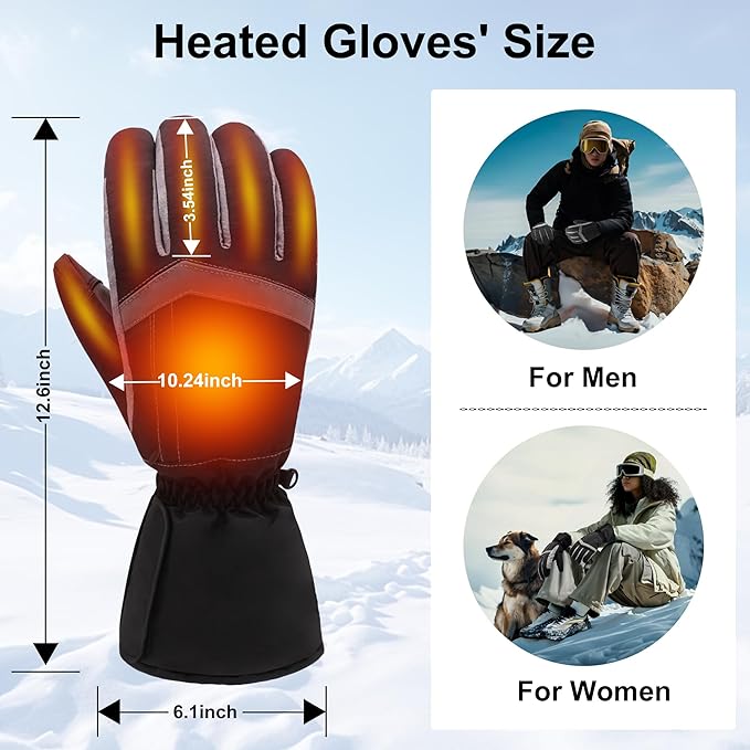 MMlove USB Heated Gloves for Men Women, Touchscreen, Waterproof, Outdoor & Indoor Hand Warmers for Climbing,Motorcycling,Skiing