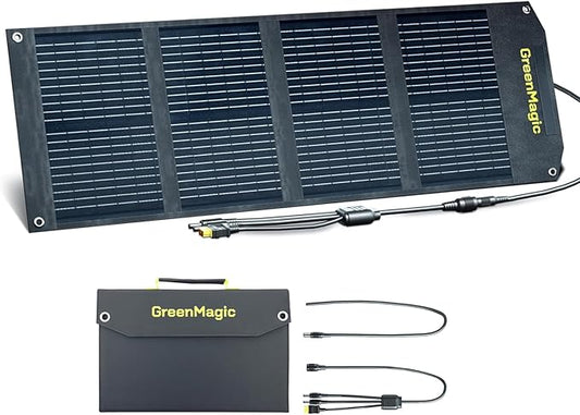 Greenmagic 60 Watt Portable Solar Panel for Smartwatches, Phones, Powerbank, Tablets, Laptops, Cameras, Game Consoles etc Waterproof, Fast Charging for Home, Camping & RV