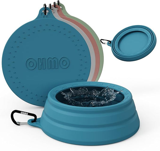 OHMO Spill Proof Collapsible Dog Water Bowl Large 34oz for Cars, No Splash Portable Bowls for Dog Travel, Pet Essentials for Road Trips, Cat Travel Accessories