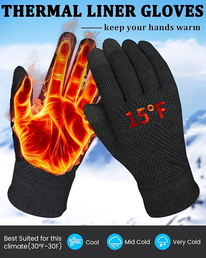 REACH STAR Winter Gloves for Women Touch Screen Elastic Thermal Knit Lining Warm Gloves for Cold Weather