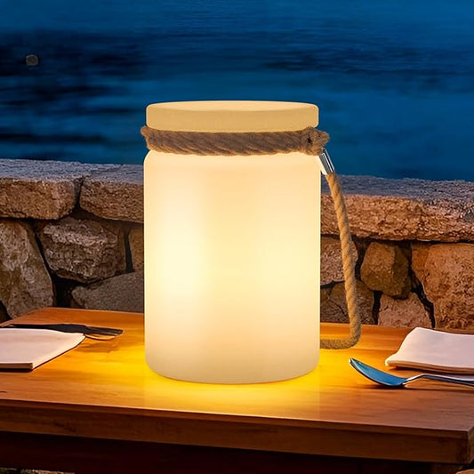 uuffoo LED Lamp Outdoor Lantern Table Lamp Cordless IP44 RGB and Warm White Dimmable for Patio Camping Restaurant Home