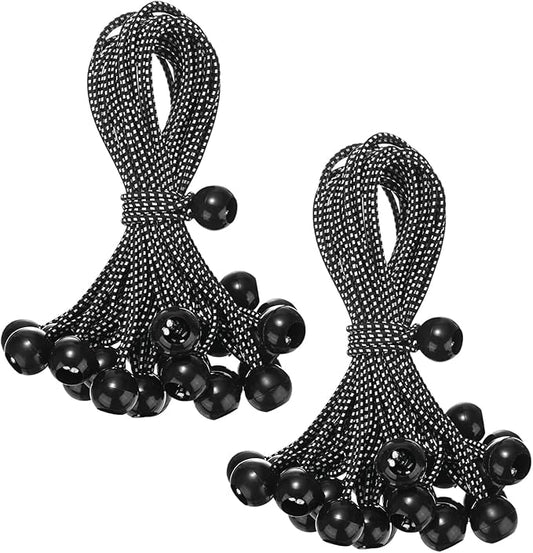 50-Pack Ball Bungee Cords, 9 Inch High Elastic Canopy Tarp Tie Down Bungee Balls for Camping/Tent/Cargo Holding Wire Hoses/Patio Umbrellas/Shelter [Black White]