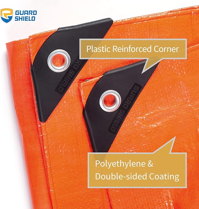 GUARD SHIELD Orange Tarp 10x20 Feet Tarps High Visibility Outdoor Poly Cover Lightweight 6mil