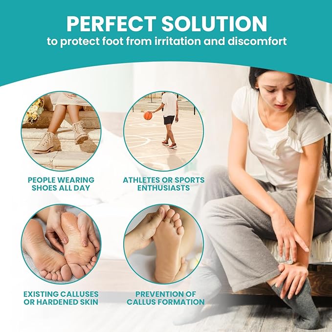 Moleskin Strips with Adhesive Blister Prevention Pads Mole Skin Tape Stickers for Feet Heel Shoes Padding-48 Sheets of 4 Shapes，Black