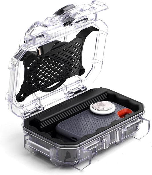Evergreen ToughBox Tech Organizer – For Camera, Cables, Hard Drives, Compatible with GoPro etc. (Small, Rubber Boot, Clear)